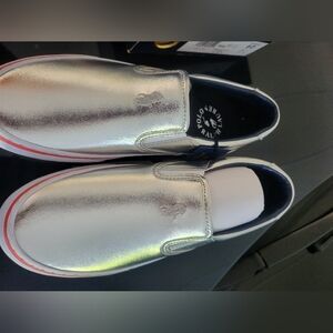Ralph Lauren Silver Slip-On Loafers